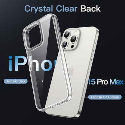 JETech Case for iPhone 15 Pro Max 6.7-Inch, Non-Yellowing Shockproof Phone Bumper Cover, Anti-Scratch Clear Back (Clear) - color: Clear, size: iPhone 15 Pro Max