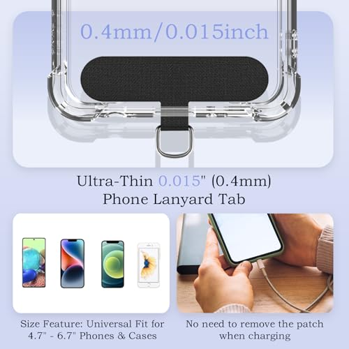 4Pcs Phone Wrist Strap with Tether Tabs, Lanyard for Phone with Ultra-Thin 0.015" Phone Tab, Adjustable Wristlet Strap 360°Rotating, Wrist Lanyard for Running Cycling Outdoor