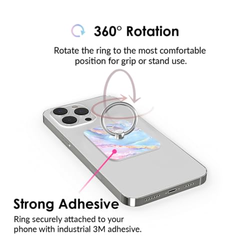 Velvet Caviar Cell Phone Ring Holder - Finger Ring & Stand - Improves Phone Grip Compatible with iPhone, Galaxy and Most Cases (Except Silicone/Leather) - Moonstone Holographic Pink Blue Marble - color: Holographic Moonstone