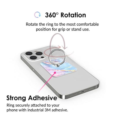 Velvet Caviar Cell Phone Ring Holder - Finger Ring & Stand - Improves Phone Grip Compatible with iPhone, Galaxy and Most Cases (Except Silicone/Leather) - Moonstone Holographic Pink Blue Marble - color: Holographic Moonstone