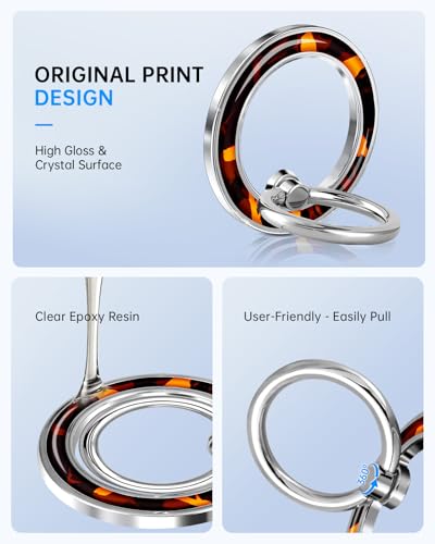Magnetic Phone Ring Holder, Cute Cell Phone Grip, Tortoiseshell - color: Tortoiseshell