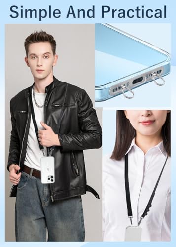 ZXZone 2PCS iPhone Hang 2 Way Metal Phone Tether Tab, Upgraded Double Buckle Hole Ring CellPhone Lanyard Patch, Phone Strap Replacement Part for iPhone Cases (Silvery-TQ-2PCS) - color: Silvery-TQ-2PCS