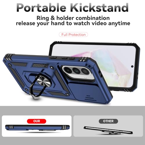 for Samsung Galaxy A36 5G Case with Slide Camera Cover HD Screen Protector [Military Grade 16ft. Drop Tested] Magnetic Ring Holder Kickstand Protective Phone Case for Galaxy A36 5G 2025, Navy Blue - color: Navy Blue w/ Slide Camera 2nd gen. Military Grade