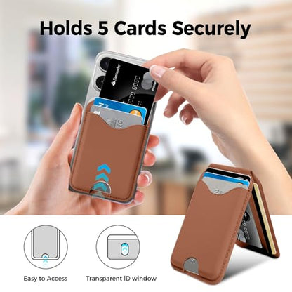 Upgraded for MagSafe Wallet with Makeup mirror，Stronger Magnetic rfid blocking Wallet for iPhone Air 17 16 15 14 13 12 Pro Max,4 Cards Holder with Adjustable Stand(Brown) - color: Brown