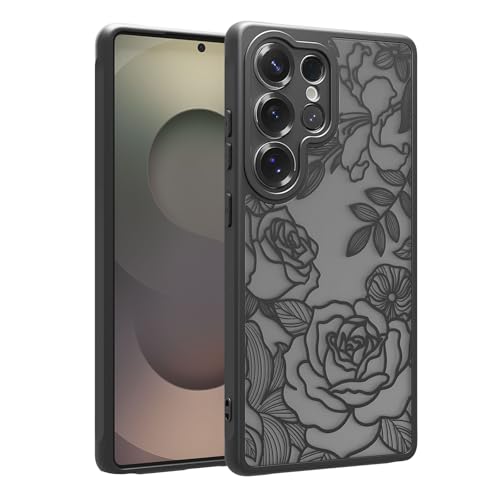 for Samsung Galaxy S24 Ultra Case,Cute Floral Black Rose Pattern Sleek Slim Protective Phone Case for Women Girls,Aesthetic Pattern Print TPU Bumper Shockproof Cover for S24 Ultra - color: Black Rose, size: S24 Ultra