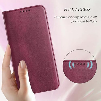 Bumper Case Compatible with Galaxy A20E, Leather Phone Case with RFID Blocking Card Holder Ultra Slim Cover Protective Scratch Resistant Case Leather Wallet Compatible with Samsung Galaxy A20E/A10E - color: Red
