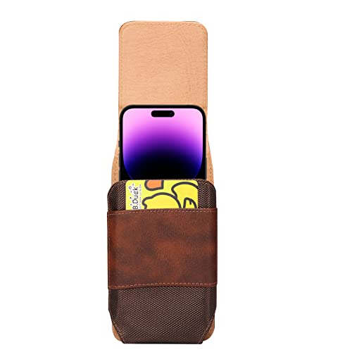 Phone Holster for Samsung Galaxy A17 A16 A15 A25 A35 A55 A57, S26 Ultra, S25 S24 S23 S22 Ultra Plus FE/iPhone 16 Pro Max/Moto G Power Cell Phone Pouch Case with Belt Clip Loop Card Holder (Brown #A) - color: Brown - Vertical