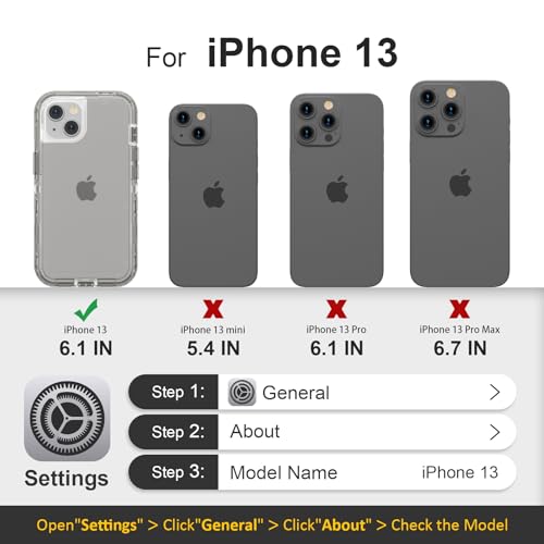 Follaroma for iPhone 13 Case, Shockproof Protection, Crystal Gray | Heavy Duty Shockproof Protection Phone Cases, Anti-Drop, Dual Layer Transparent Rugged Protective Cover, 6.1 inch - color: Gray, size: iPhone 13 6.1’