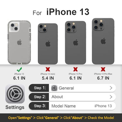 Follaroma for iPhone 13 Case, Shockproof Protection, Crystal Gray | Heavy Duty Shockproof Protection Phone Cases, Anti-Drop, Dual Layer Transparent Rugged Protective Cover, 6.1 inch - color: Gray, size: iPhone 13 6.1’