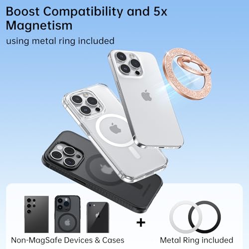 Syncwire Magnetic Phone Grip for MagSafe,Sparkle Ring Holder,Glitter Silver - color: Rose Gold