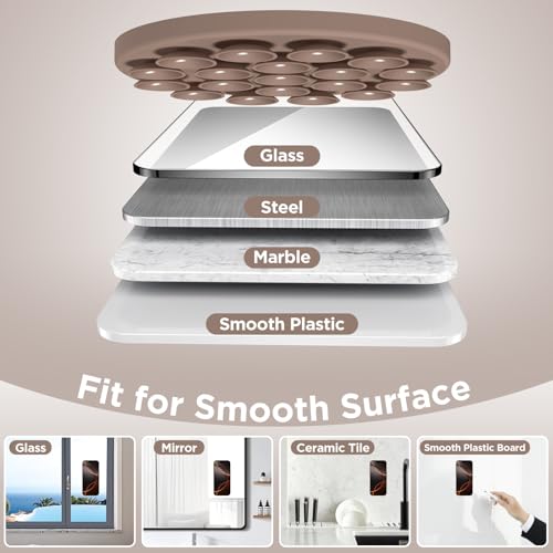 Magnetic Suction Cup Phone Mount with MagSafe, Silicone Hands-Free Grip Holder for iPhone Case and Android, Mirror Shower Phone Stand for Makeup FaceTime Gym Kitchen Bathroom, Light Brown - color: Light Brown
