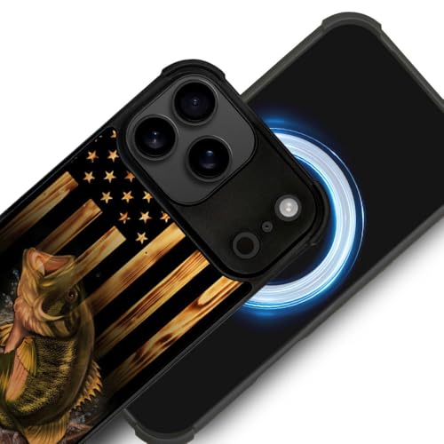 DJSOK Case for iPhone 17 Pro Max,Compatible with MagSafe,Anti-Scratch Shockproof Case,Wood American Flag Fish - color: Wood American Flag Fish, size: IPhone 17 Pro Max