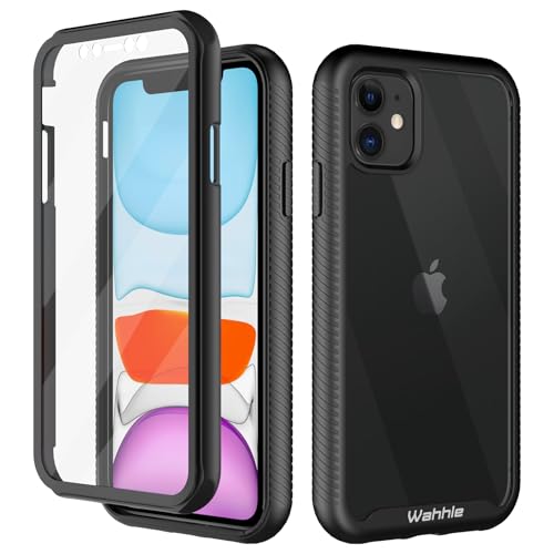 Compatible with iPhone 11 Case, Built in Screen Protector Full Body Shockproof Slim Fit Bumper Protective Phone Cover 6.1'' Men Women-Black/Clear - size: iPhone 11