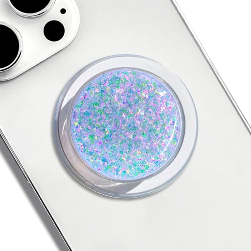 Magnetic Retractable Phone Stand, Phone Grip, Suitable for Round Foldable Phones and Tablet Accessories - Transparent Shine (Pink and Green Gradient Color) - color: purple