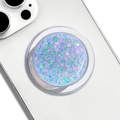 Magnetic Retractable Phone Stand, Phone Grip, Suitable for Round Foldable Phones and Tablet Accessories - Transparent Shine (Pink and Green Gradient Color) - color: purple