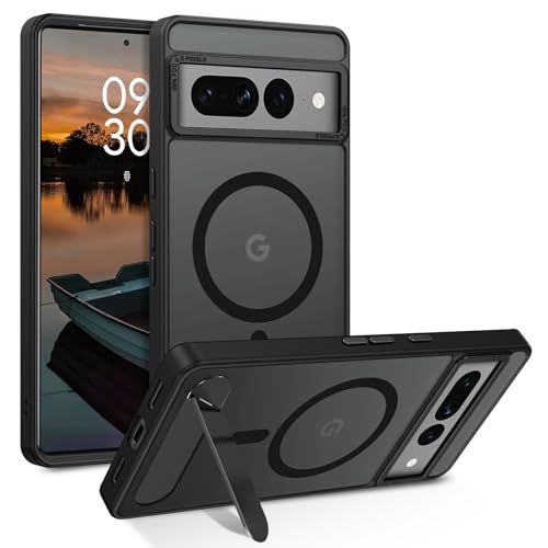 GUAGUA for Google Pixel 7 Pro Case with Stand, Magnetic Cases with Foldable Invisible Stand Translucent Matte Back Slim Protective Shockproof Kickstand Phone Case for Google Pixel 7 Pro 6.7", Black - color: Black, size: for Google Pixel 7 Pro