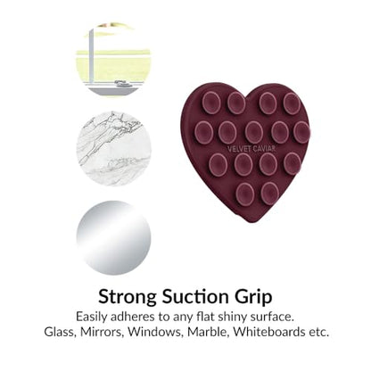 Velvet Caviar Suction Cup Phone Case Mount Compatible with MagSafe Devices Only - Magnetic Silicone Sticky Phone Grip Holder for iPhone Back of Phone - Mirror Gripper (Burgundy Heart 2.0) - color: Burgundy Heart 2.0