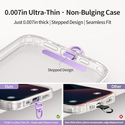 saxsion Phone Tether Tab & Lanyard Tab, 360° Swivel Clip - Ultra Thin Stainless Steel Universal Patch for All Phone Cases - color: Lilac*2