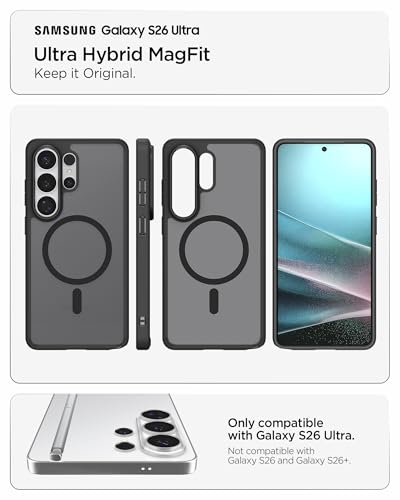 Spigen for Galaxy S26 Ultra Case, Ultra Hybrid MagFit [Anti-Yellowing] [Compatible with MagSafe] [Fast Wireless Charging] - Frost Black - color: Frost Black, size: Galaxy S26 Ultra