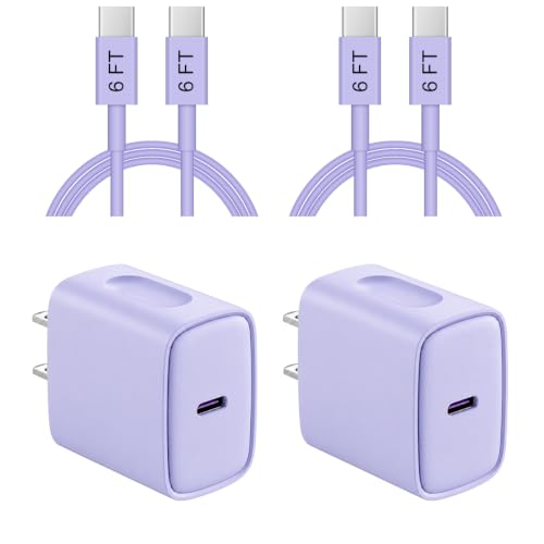 iPhone 17 16 15 Charger Fast Charging 6FT - 20W USB C Charger Block - color: Purple, size: 6FT
