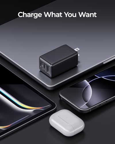 wegear 67W USB C Charger, 3-Port GaN Fast Charging Block with Foldable Plug - color: Black