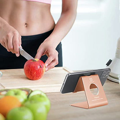 Cell Phone Stand - Aluminum Desktop Phone Holder, Anti-Slip, Universal Fit - color: Rose gold
