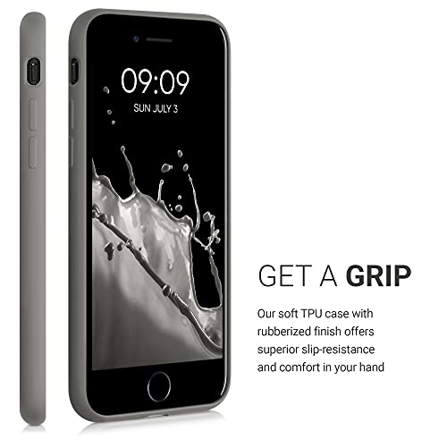 kwmobile Case Compatible with Apple iPhone SE (2022) / iPhone SE (2020) / iPhone 8 / iPhone 7 - Soft TPU Phone Cover with Card Holder and Silicone Finish - Stone Dust - color: Stone Dust