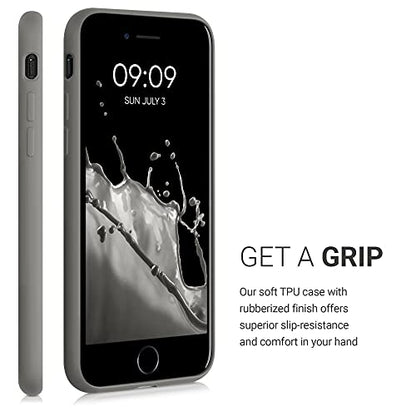kwmobile Case Compatible with Apple iPhone SE (2022) / iPhone SE (2020) / iPhone 8 / iPhone 7 - Soft TPU Phone Cover with Card Holder and Silicone Finish - Stone Dust - color: Stone Dust