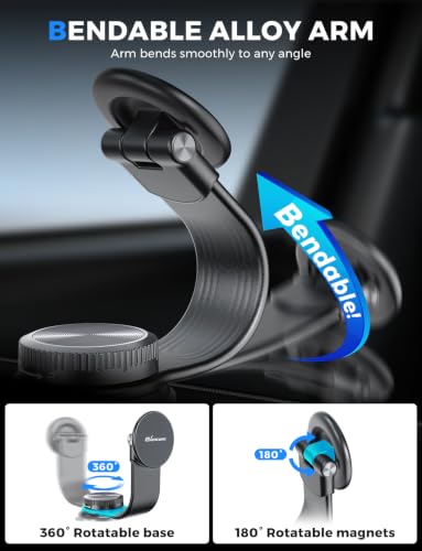 Magsafe Car Mount, Bendable Alloy Arm Magnetic Phone Holders for Your Car