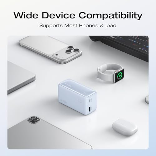 EF ECOFLOW Rapid 45W Power Bank 10000mAh Portable Charger with Built-in USB C 2.3ft Cable and USB C&A Port Travel Essential Battery Bank with Digital Display for iPhone 17/16 Series, Galaxy, ipad - color: Blue