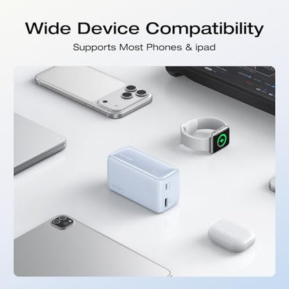 EF ECOFLOW Rapid 45W Power Bank 10000mAh Portable Charger with Built-in USB C 2.3ft Cable and USB C&A Port Travel Essential Battery Bank with Digital Display for iPhone 17/16 Series, Galaxy, ipad - color: Blue