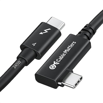 Cable Matters [Intel Certified] 40G Right Angle Thunderbolt 4 Cable, 2.6ft