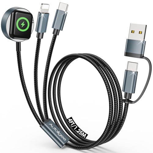 Airplane Travel Essentials Multi Charging Cable for Apple Watch Charger - color: Black, size: 1Pack-4FT