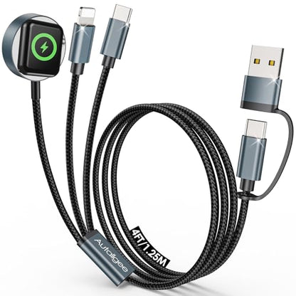 Airplane Travel Essentials Multi Charging Cable for Apple Watch Charger - color: Black, size: 1Pack-4FT