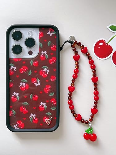 Drawwind Phone Charm Beaded Wristlet Strap Universal Cell Phone Lanyard Cute Bracelet Wrist Strap Beaded Chain String Handmade Accessories for Case Camera Bags (Sweet Cherries) - color: Sweet Cherries