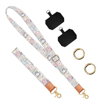 Phone Lanyard Crossbody Wrist Strap, Universal Adjustable Neck Strap for Phone Case Keys ID Badges, Travel Essential - color: Cute Cats