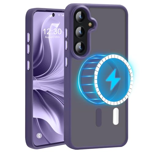 N52 Strong Magnetic Case for Samsung Galaxy S23 Case, Fit for MagSafe Thin Shockproof Drop Protection Translucent Non-Fingerprint/Scratch Slim Protective S23 Phone Case-Frosted Purple - color: Frosted Purple