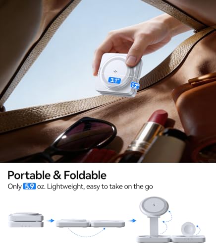 Wireless Charger for iPhone, 3-in-1 Magnetic Charging Station for Apple - color: White