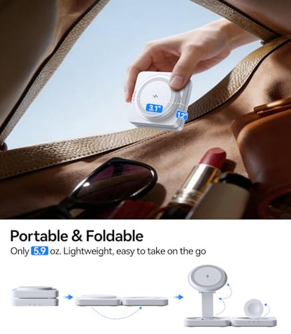 Wireless Charger for iPhone, 3-in-1 Magnetic Charging Station for Apple - color: White