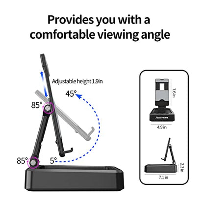 JTEMAN Tablet Stand with Bluetooth Speaker, Adjustable Foldable Desk Dock - color: Silver Black