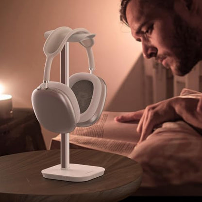 Headphone Stand, Aluminum Desk Headset Earphone Holder (White) - color: White