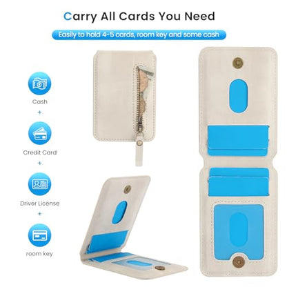 HAII for MagSafe Card Wallet Bag compatible with MagSafe Invisible Ultra-Thin Lightweight Kickstand Magnetic Mobile Wallet Man Woman, 4 Card Slots + 1 Zipper Cash Bag. (White, Zipper) - color: White, size: 4 Card Slots + 1 Zipper Cash Bag - Zipper