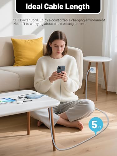 USB C Charging Station Slim, 67W Max 4-Port GaN Desktop Charger - color: Blue