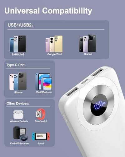 for Magsafe Power Bank iPhone, Compact 10000mAh Magnetic Portable Charger