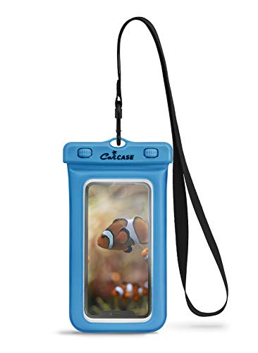 CaliCase Universal Waterproof Floating Phone Pouch - IPX8 Waterproof Floating Phone Case with Lanyard for iPhone X-15/ S20-S24/ Pixel 4-8 - Blue - color: Blue