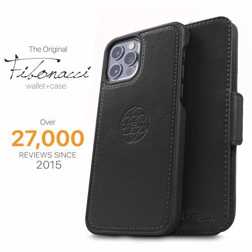 Dreem Fibonacci 2-in-1 Wallet Case for Apple iPhone 12 Pro Max - Luxury Vegan Leather, Magnetic Detachable Shockproof Phone Case, RFID Card Protection, 2-Way Flip Stand - Black - color: Black, size: iPhone 12 Pro Max