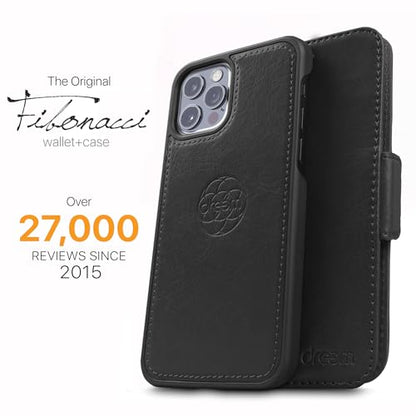 Dreem Fibonacci 2-in-1 Wallet Case for Apple iPhone 12 Pro Max - Luxury Vegan Leather, Magnetic Detachable Shockproof Phone Case, RFID Card Protection, 2-Way Flip Stand - Black - color: Black, size: iPhone 12 Pro Max