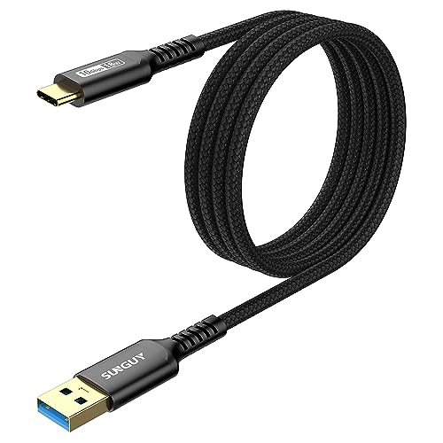 SUNGUY Android Auto USB C Cable, 5FT Braided 3A Fast Charging & 10Gbps Data Transfer USB C CarPlay Cable, Compatible with iPhone 17/16/15 Pro Max, Galaxy S22 S21 Note 20, Pixel 6 5 (Black) - color: Black, size: 5ft