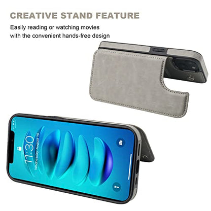ONETOP for iPhone 14 Wallet Case with Credit Card Holder,Gray - color: Gray