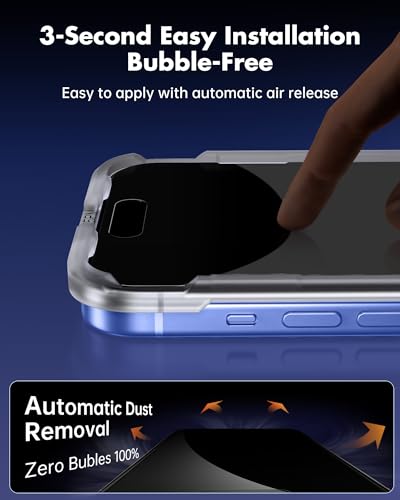 UNBREAKcable 4PCS Screen Protector for iPhone 16-2 Privacy Tempered Glass+2 Clear Glass Double Shatterproof [Easy Installation Frame] [9H Hardness] [Case Friendly] Anti-Scratch for iPhone 6.1 inch - size: iPhone 16